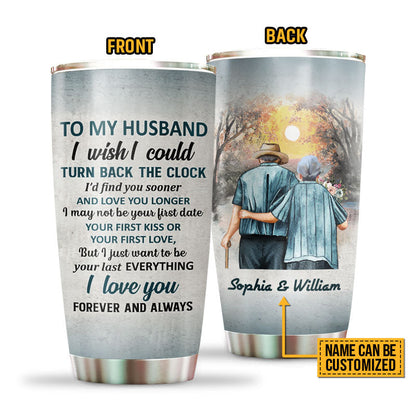 Family Old Couple Husband Turn Back The Clock Custom Tumbler, Anniversary, Couple Gift