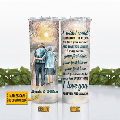 Family Old Couple Turn Back The Clock Custom Skinny Tumbler
