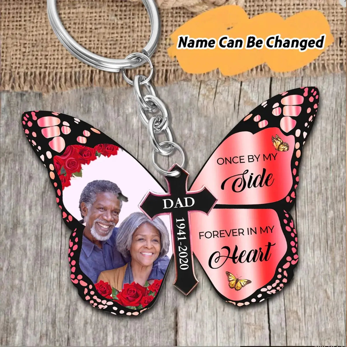 Family - One By My Side Forever In My Heart - Personalized Butterfly Stainless Steel Keychain(NV) Keychain The Next Custom Gift