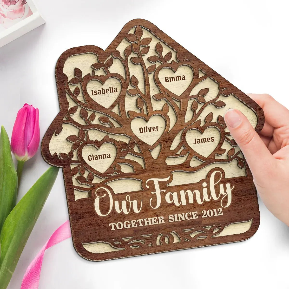 Family - Our Family Together Since  - Personalized Wooden Plaque(NV) Wooden Plaque The Next Custom Gift