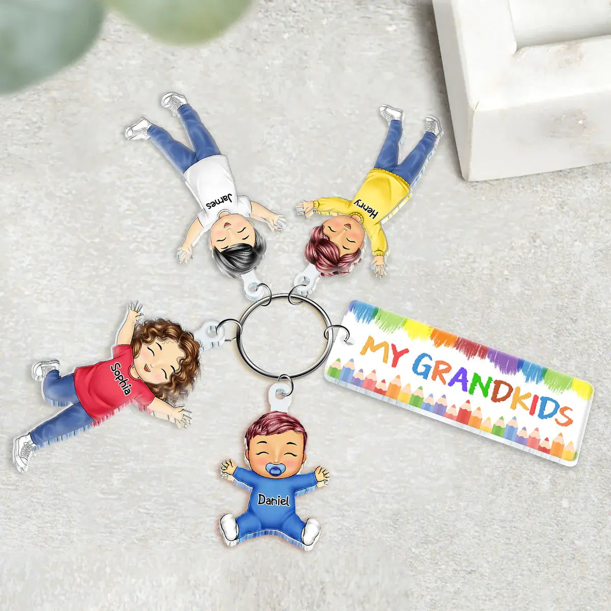 Family - Our Grandkids Loving Gift For Grandma, Grandparents, Mother - Personalized Acrylic Tag Keychain (VT) Keychain The Next Custom Gift