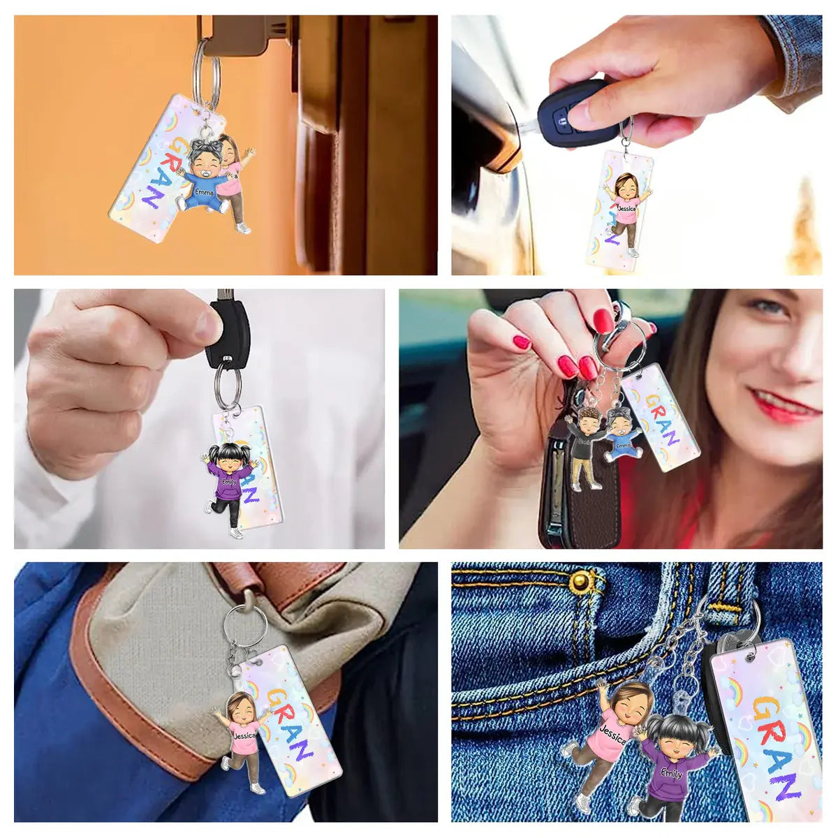 Family - Our Grandkids Loving Gift For Grandma, Grandparents, Mother - Personalized Acrylic Tag Keychain (VT) Keychain The Next Custom Gift