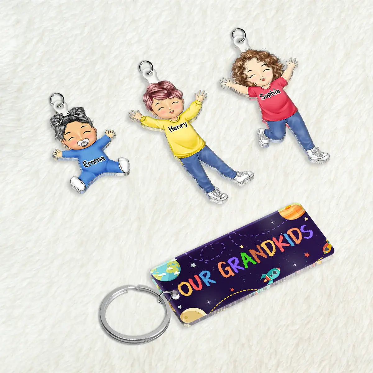 Family - Our Grandkids Loving Gift For Grandma, Grandparents, Mother - Personalized Acrylic Tag Keychain (VT) Keychain The Next Custom Gift