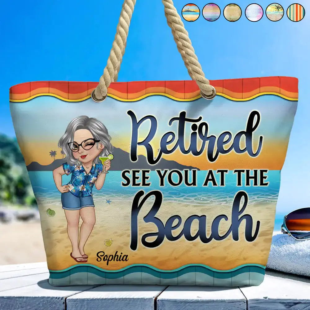 Family - Retired See You At The Beach - Personalized Beach Bag Beach Bag The Next Custom Gift