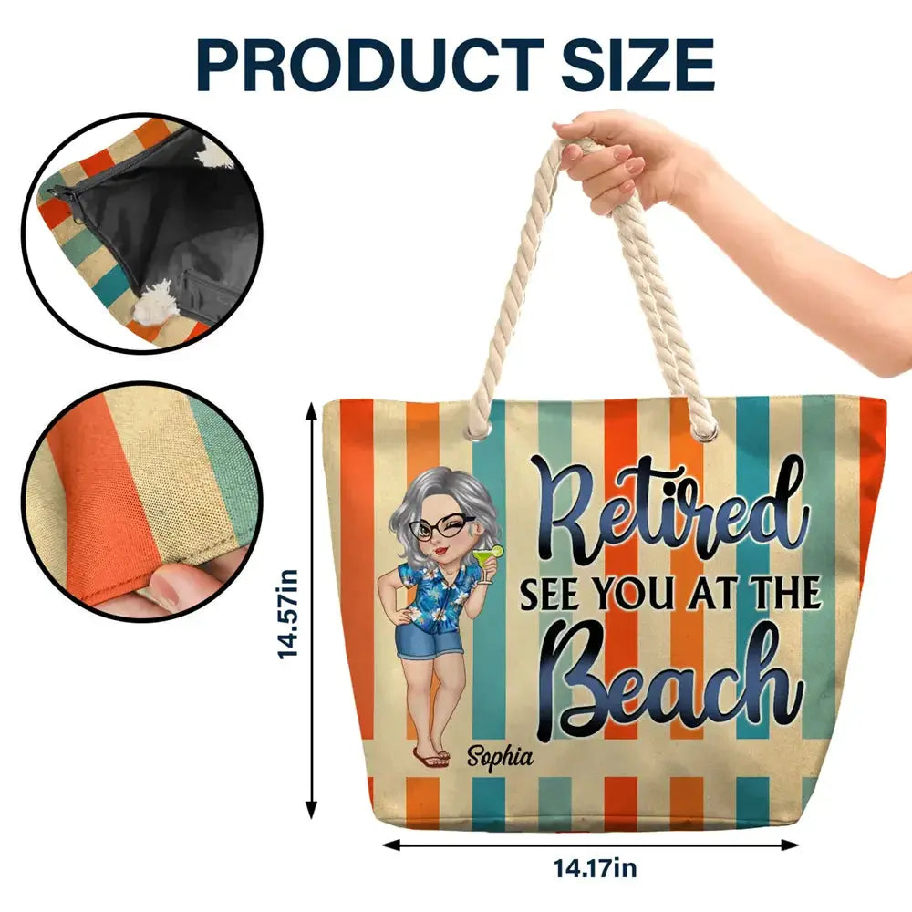 Family - Retired See You At The Beach - Personalized Beach Bag Beach Bag The Next Custom Gift