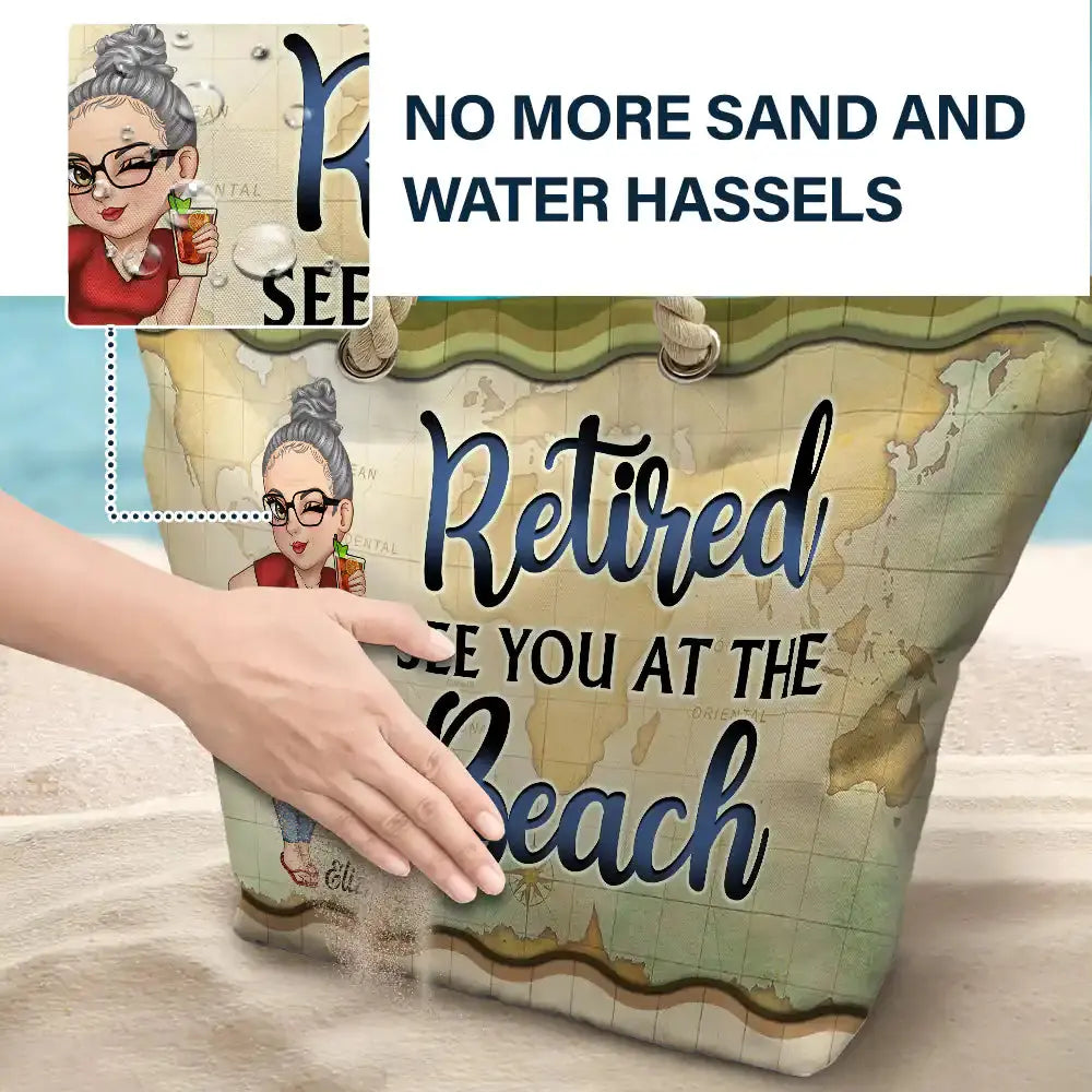 Family - Retired See You At The Beach - Personalized Beach Bag Beach Bag The Next Custom Gift