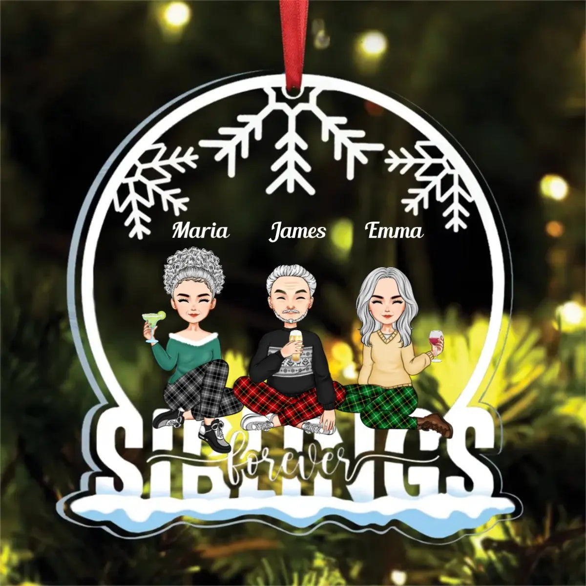 Family - Siblings Forever - Personalized Transparent Ornament