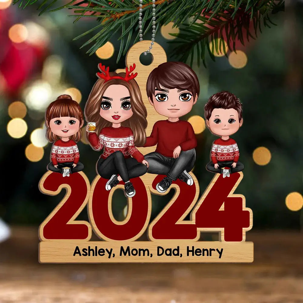 Family Sitting 2024 Christmas Personalized Wooden Ornament ornament The Next Custom Gift