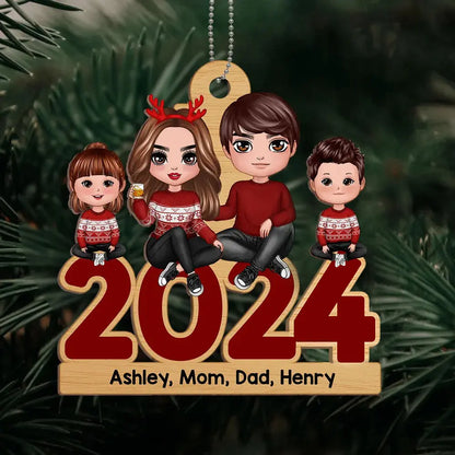 Family Sitting 2024 Christmas Personalized Wooden Ornament ornament The Next Custom Gift