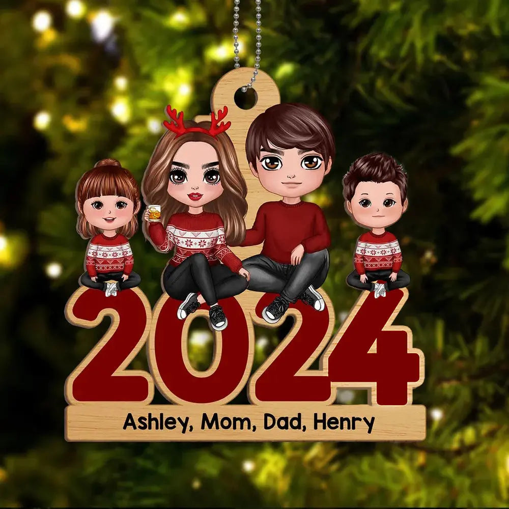 Family Sitting 2024 Christmas Personalized Wooden Ornament ornament The Next Custom Gift