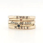 Family - Stackable Class Ring Set Class of Year- Personalized Rings (BU) Ring The Next Custom Gift