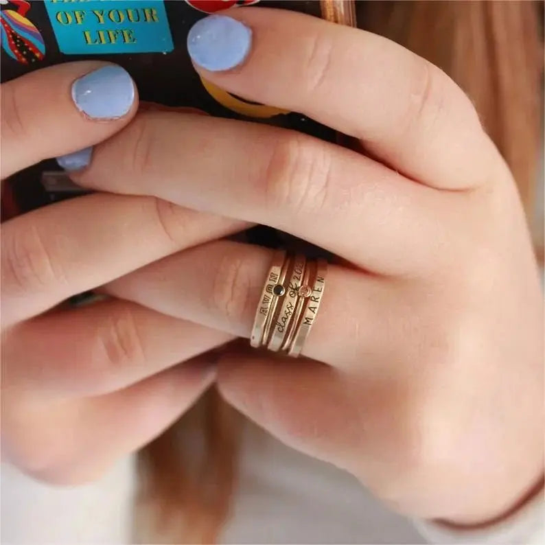 Family - Stackable Class Ring Set Class of Year- Personalized Rings (BU) Ring The Next Custom Gift