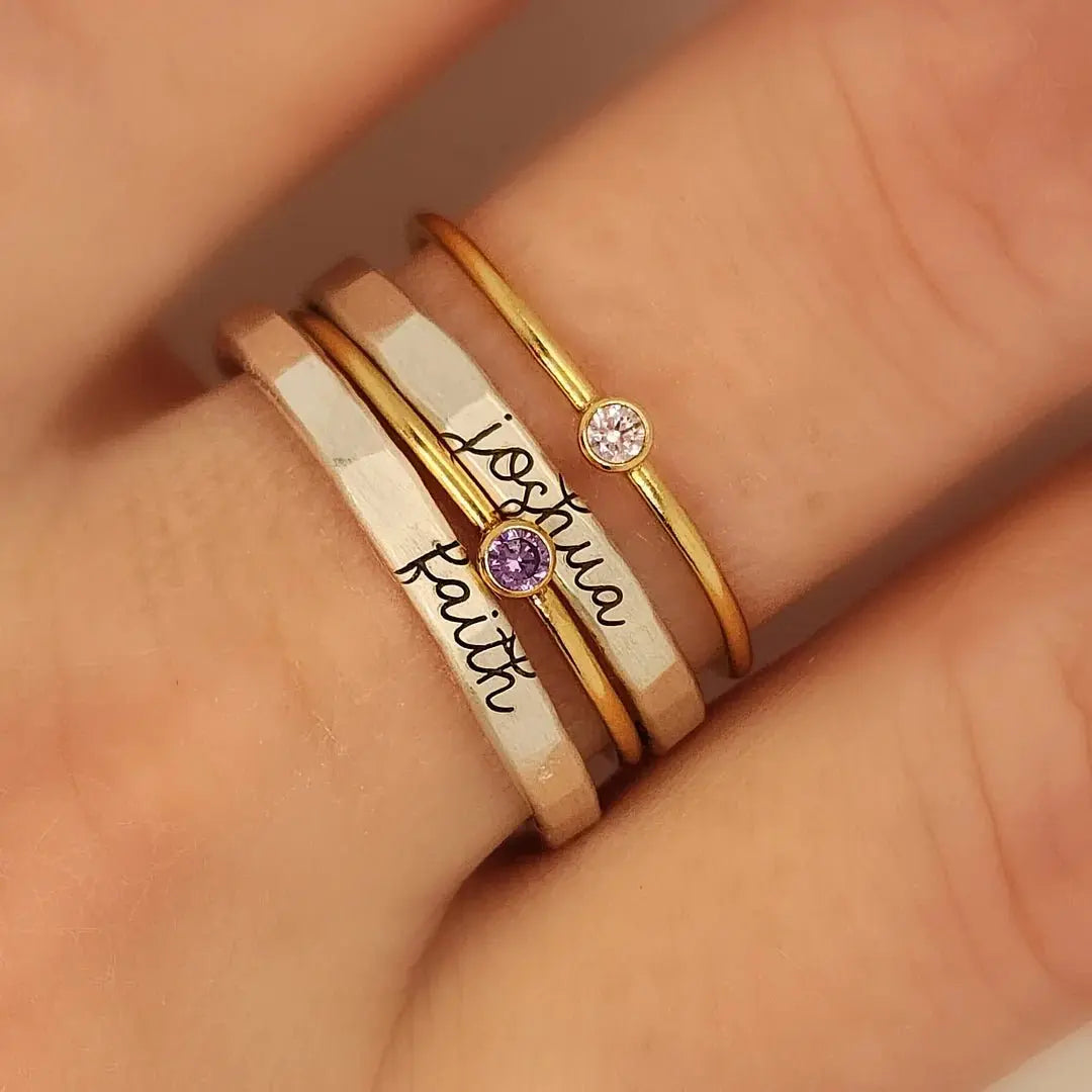 Family - Stackable Name Rings - Personalized Rings (BU) Ring The Next Custom Gift