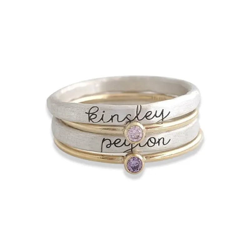 Family - Stackable Name Rings - Personalized Rings (BU) Ring The Next Custom Gift