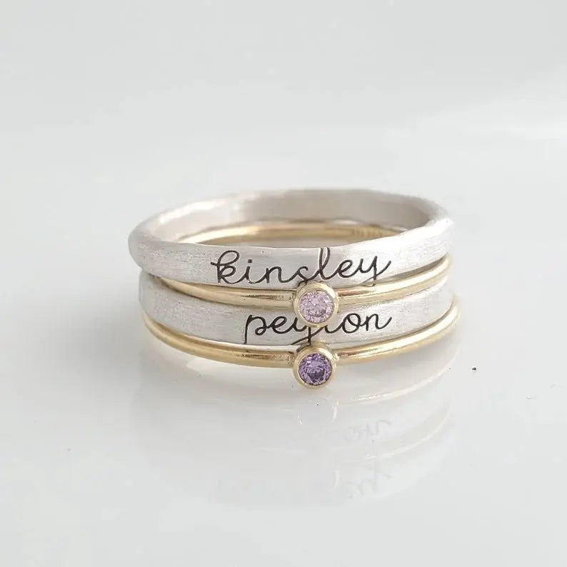 Family - Stackable Name Rings - Personalized Rings (BU) Ring The Next Custom Gift