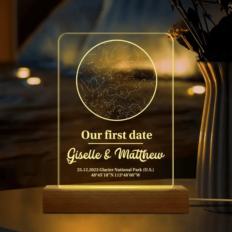 Family - Star Map By Date Couple Night Light - Personalized Acrylic Plaque With LED Night Light Frame Light Box The Next Custom Gift