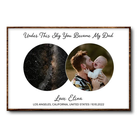 Family - Star Map Custom Photo The Night You Became My Dad - Personalized Poster Poster The Next Custom Gift