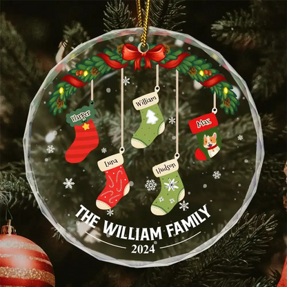 Family Stockings - Personalized Circle Glass Ornament ornament The Next Custom Gift