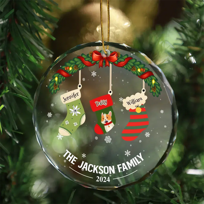 Family Stockings - Personalized Circle Glass Ornament ornament The Next Custom Gift