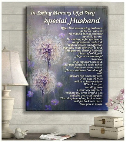 Family - Sympathy Canvas Gift Special Husband Butterfly Wall Art Decor