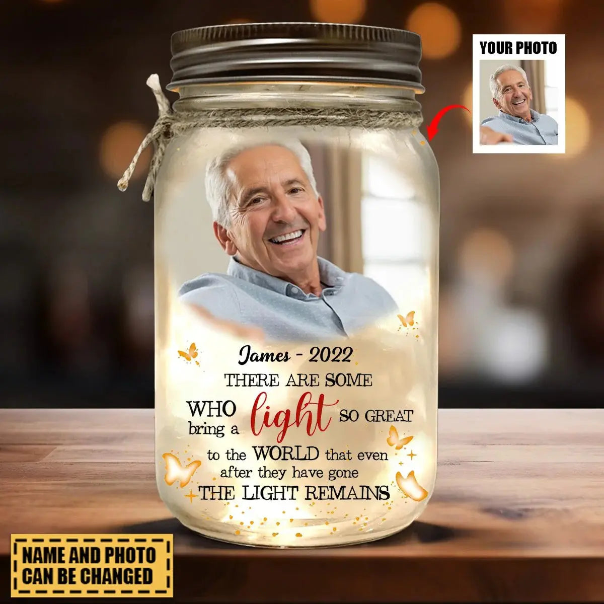 Family - The Light Remains- Personalized Jar Light(BU)