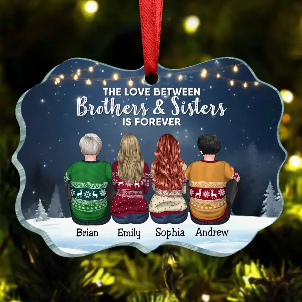 Family - The Love Between Brothers And Sisters Is Forever - Personalized Acrylic Ornament