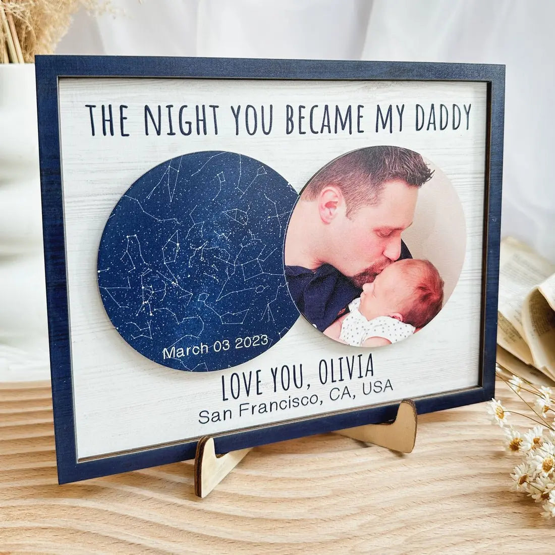 Family - The Night You Became My Daddy - Personalized 2 Layers Wooden Photo Plaque - The Next Custom Gift  Wooden Plaque