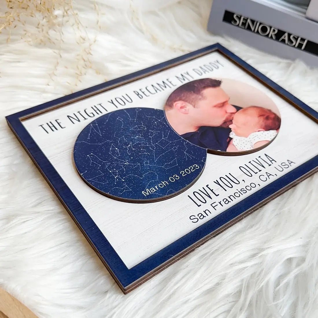 Family - The Night You Became My Daddy - Personalized 2 Layers Wooden Photo Plaque - The Next Custom Gift  Wooden Plaque