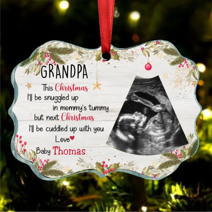 Family - This Christmas, I'll Be Snuggled Up In Mommy's Tummy - Personalized Transparent Ornament