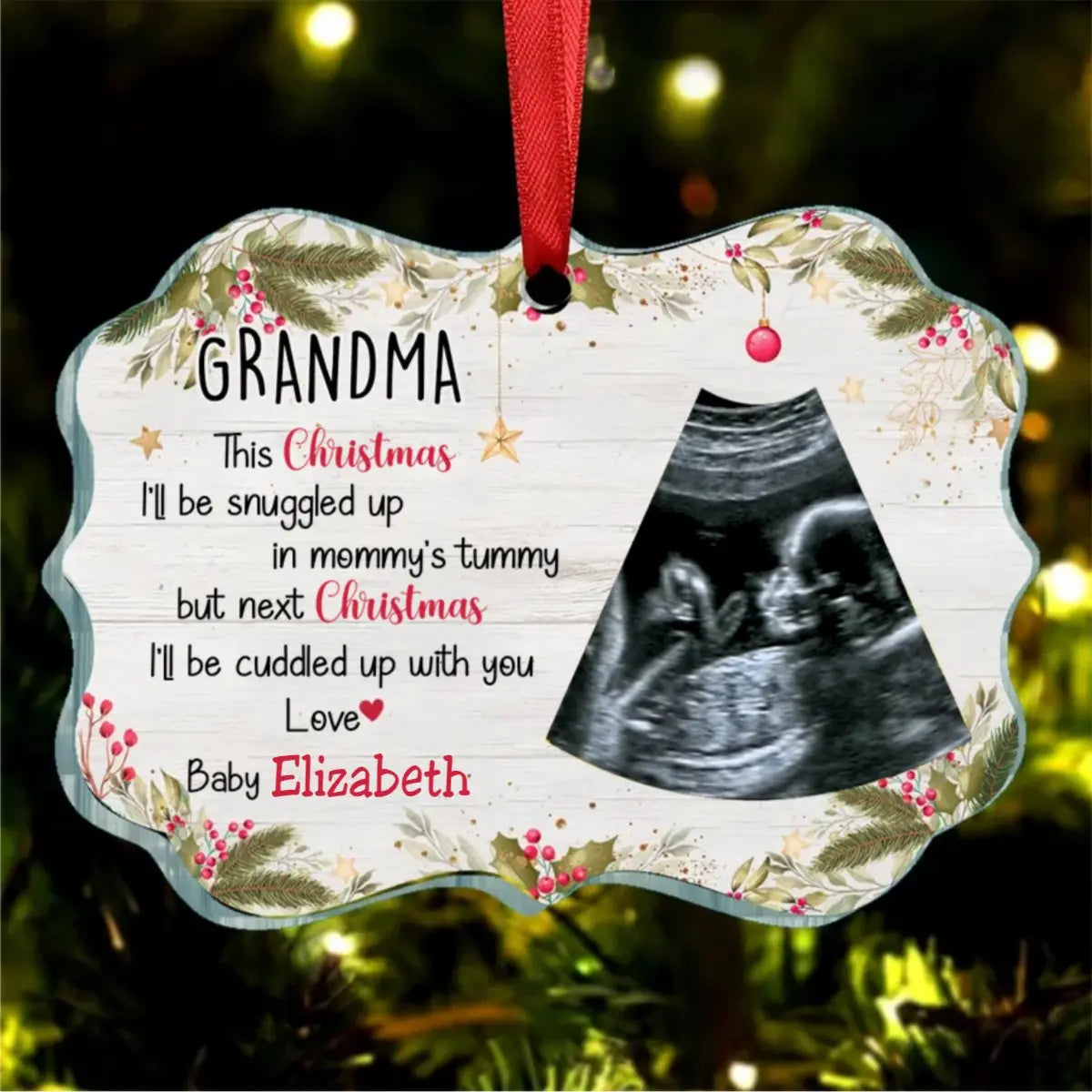 Family - This Christmas, I'll Be Snuggled Up In Mommy's Tummy - Personalized Transparent Ornament