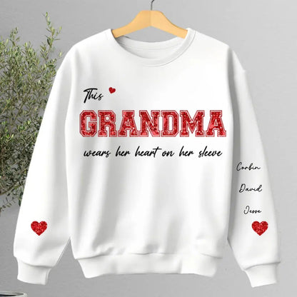 Family - This Gigi Wears Her Heart On Her Sleeve - Personalized Sweatshirt(AQ) Shirts & Tops The Next Custom Gift