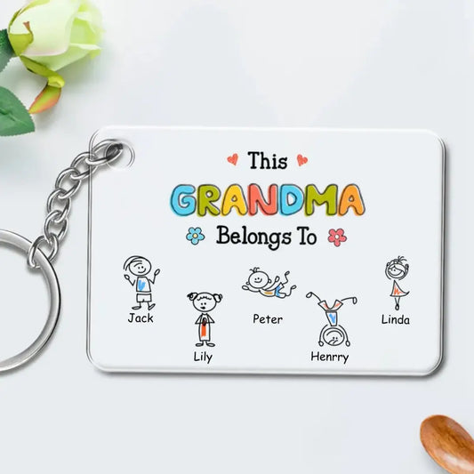 Family - This Grandma Belongs To Drawing - Personalized Acrylic Keychain Keychain The Next Custom Gift