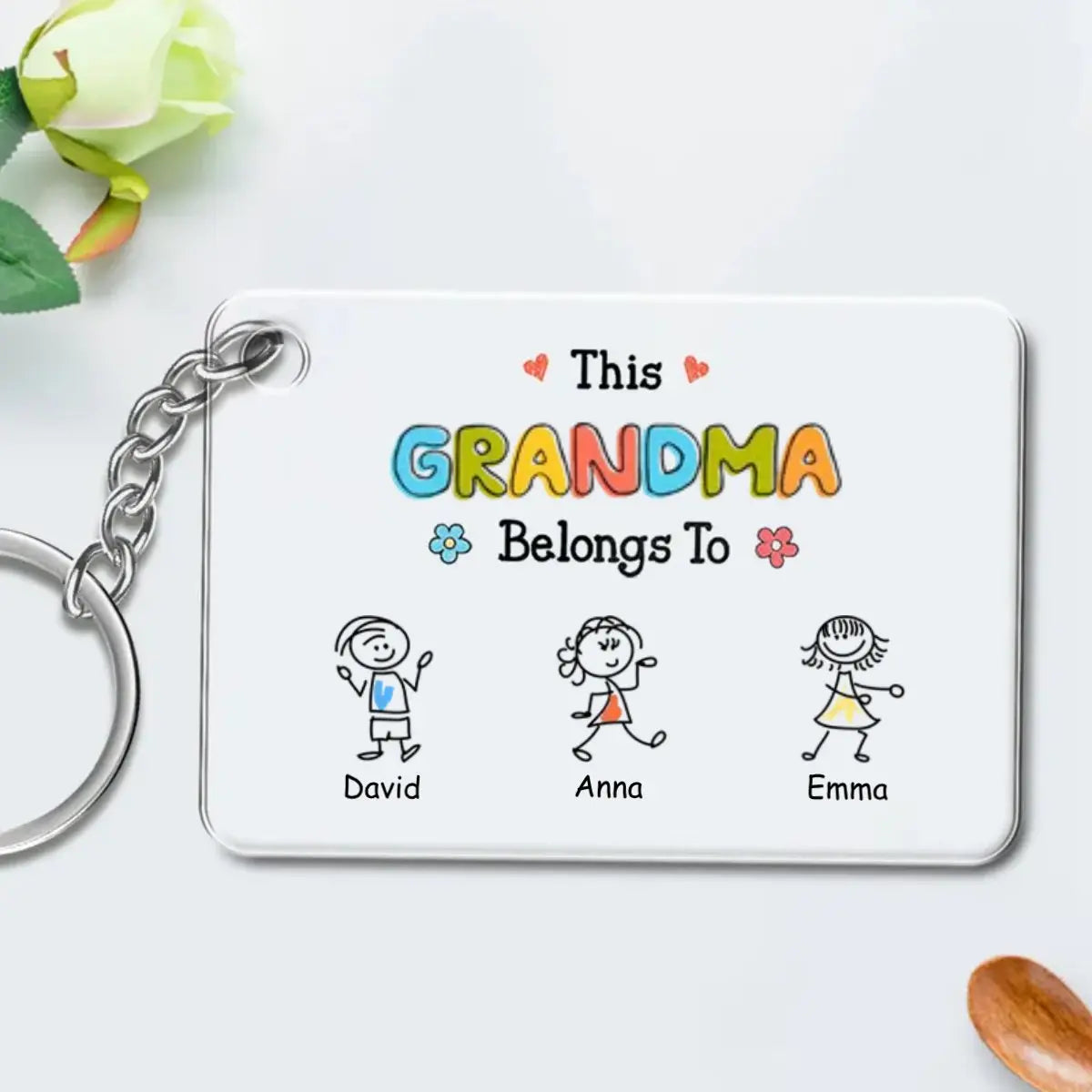 Family - This Grandma Belongs To Drawing - Personalized Acrylic Keychain Keychain The Next Custom Gift