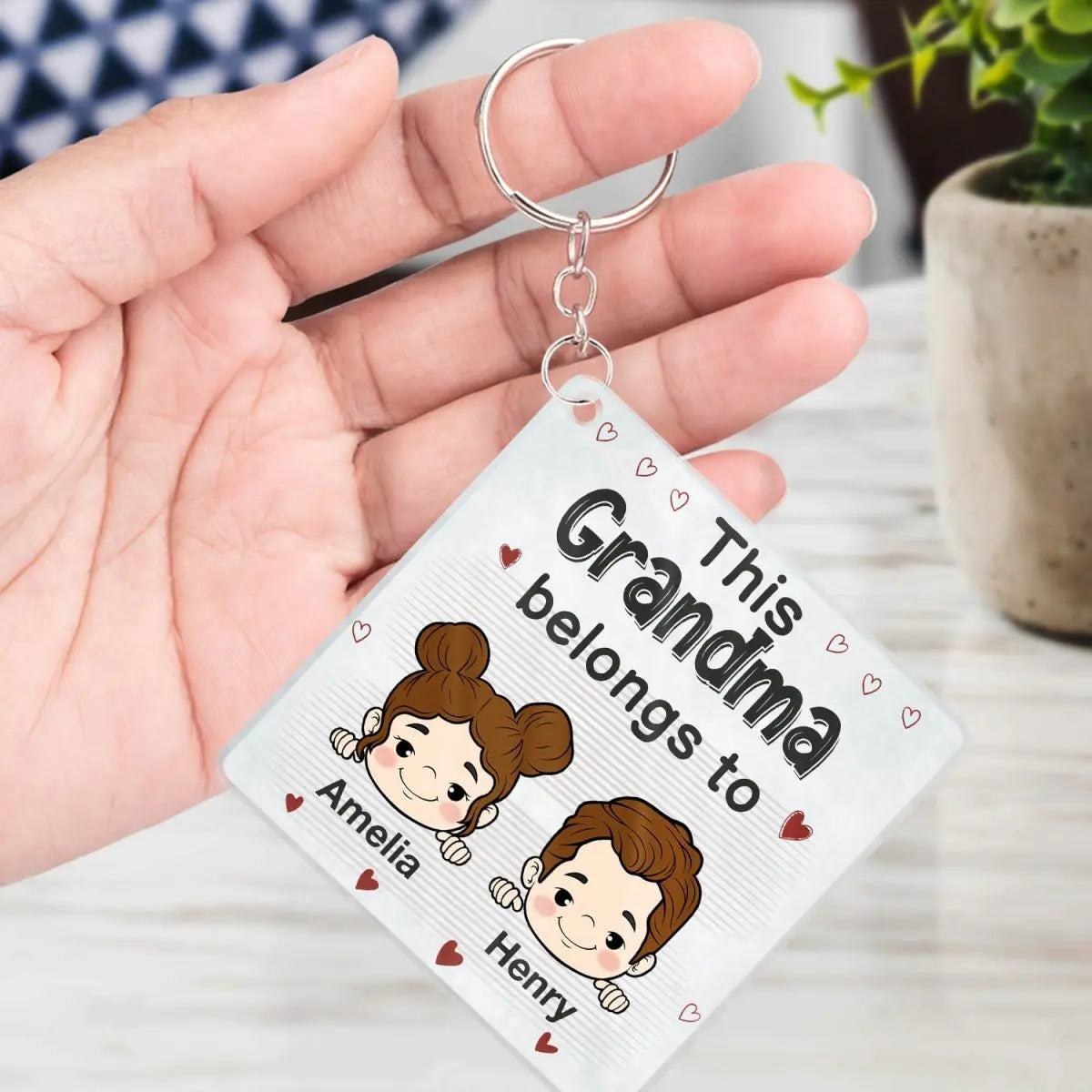 Family - This Grandma Belongs To - Personalized Acrylic Keychain Keychain The Next Custom Gift