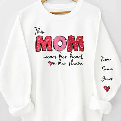 Family - This Granny Wears Her Heart On Her Sleeve - Personalized Sweatshirt - The Next Custom Gift  Sweatshirt