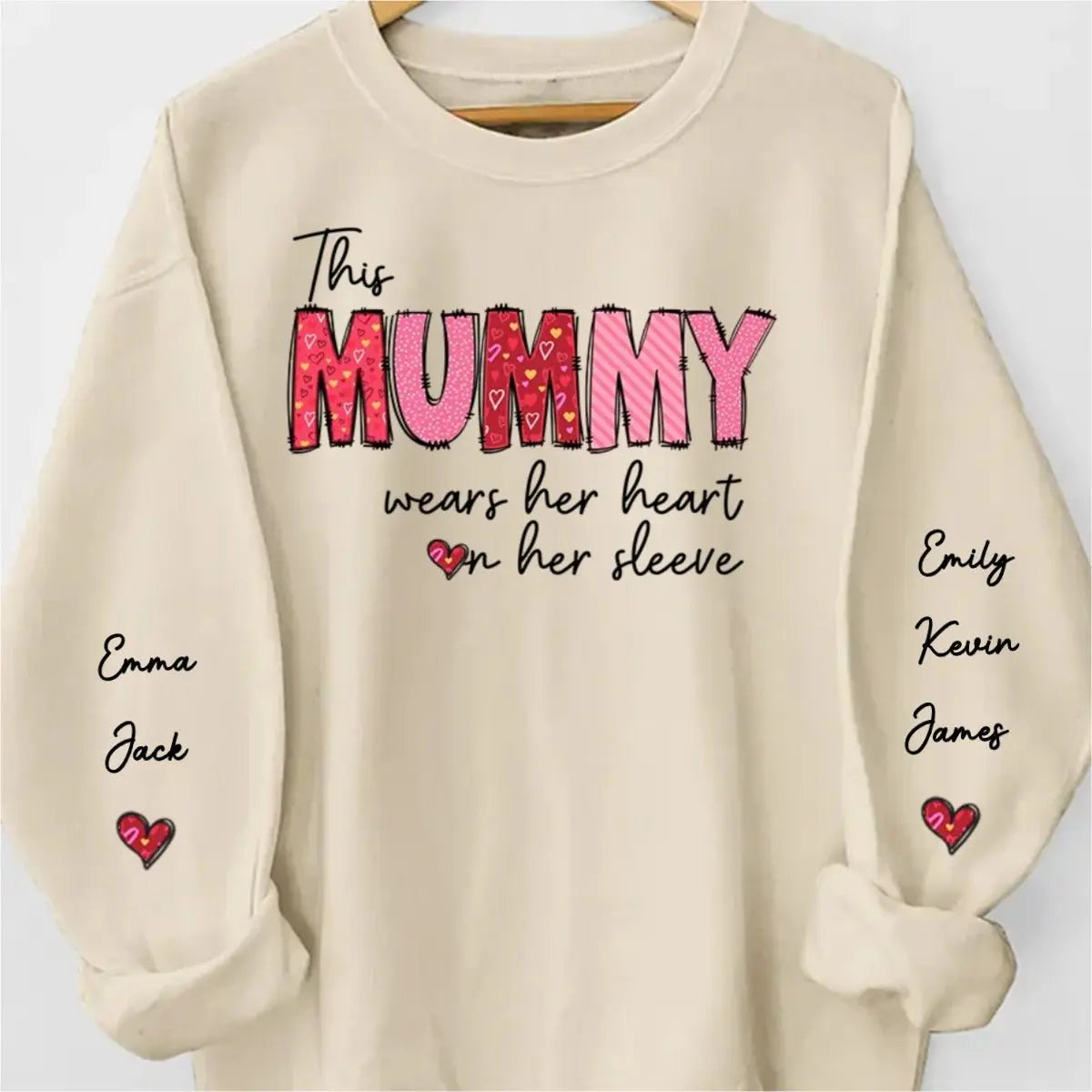 Family - This Granny Wears Her Heart On Her Sleeve - Personalized Sweatshirt - The Next Custom Gift  Sweatshirt