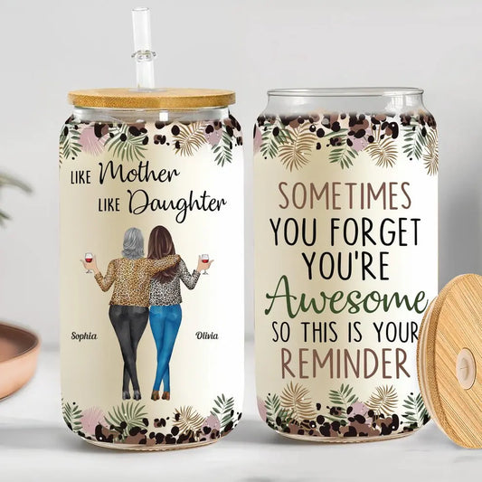 Family - This Is Your Reminder That You're Awesome - Personalized Clear Glass Can - The Next Custom Gift  Glass Can