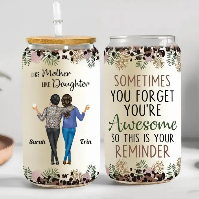 Family - This Is Your Reminder That You're Awesome - Personalized Clear Glass Can - The Next Custom Gift  Glass Can