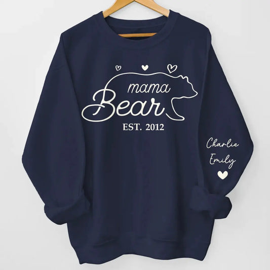 Family - This Mama Bear Wears Her Heart On Her Sleeve - Personalized Sweatshirt(AQ) Shirts & Tops The Next Custom Gift