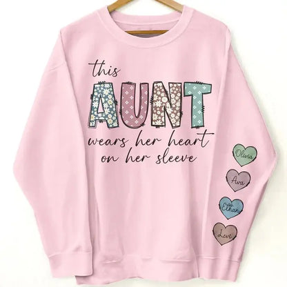 Family - This Mama Wears Her Heart On Her Sleeve - Personalized Sweatshirt - The Next Custom Gift  Sweater