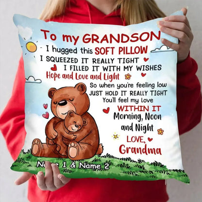 Family - To My Grandson I Hugged This Soft Pillow - Personalized Pillow Pillow The Next Custom Gift