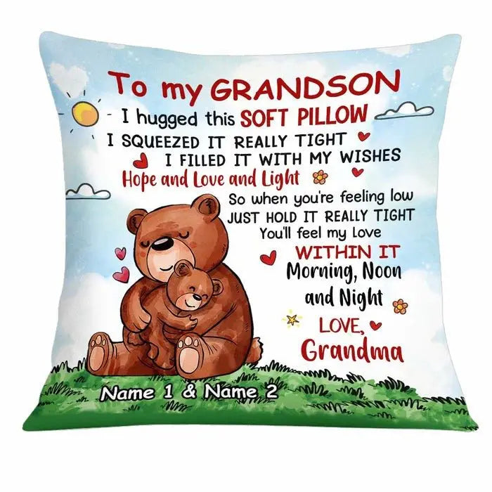 Family - To My Grandson I Hugged This Soft Pillow - Personalized Pillow Pillow The Next Custom Gift