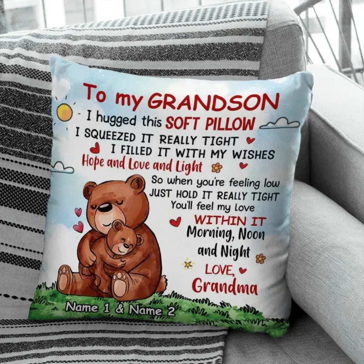 Family - To My Grandson I Hugged This Soft Pillow - Personalized Pillow Pillow The Next Custom Gift