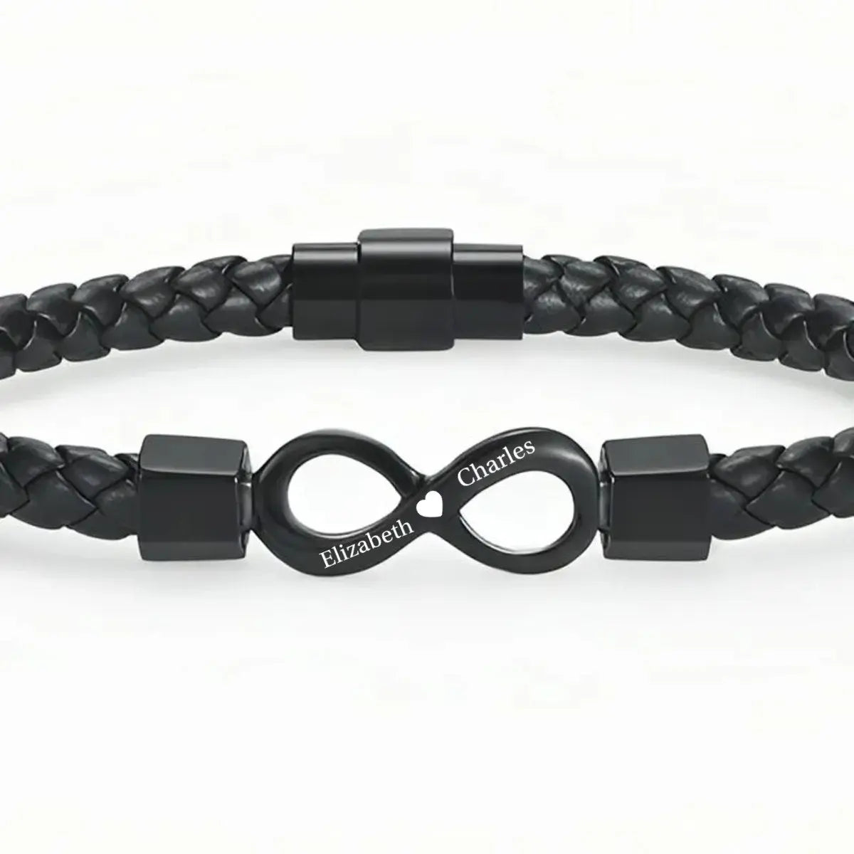 Family - To My Man - Personalized Dual Name Infinity Leather Bracelet (HJ)