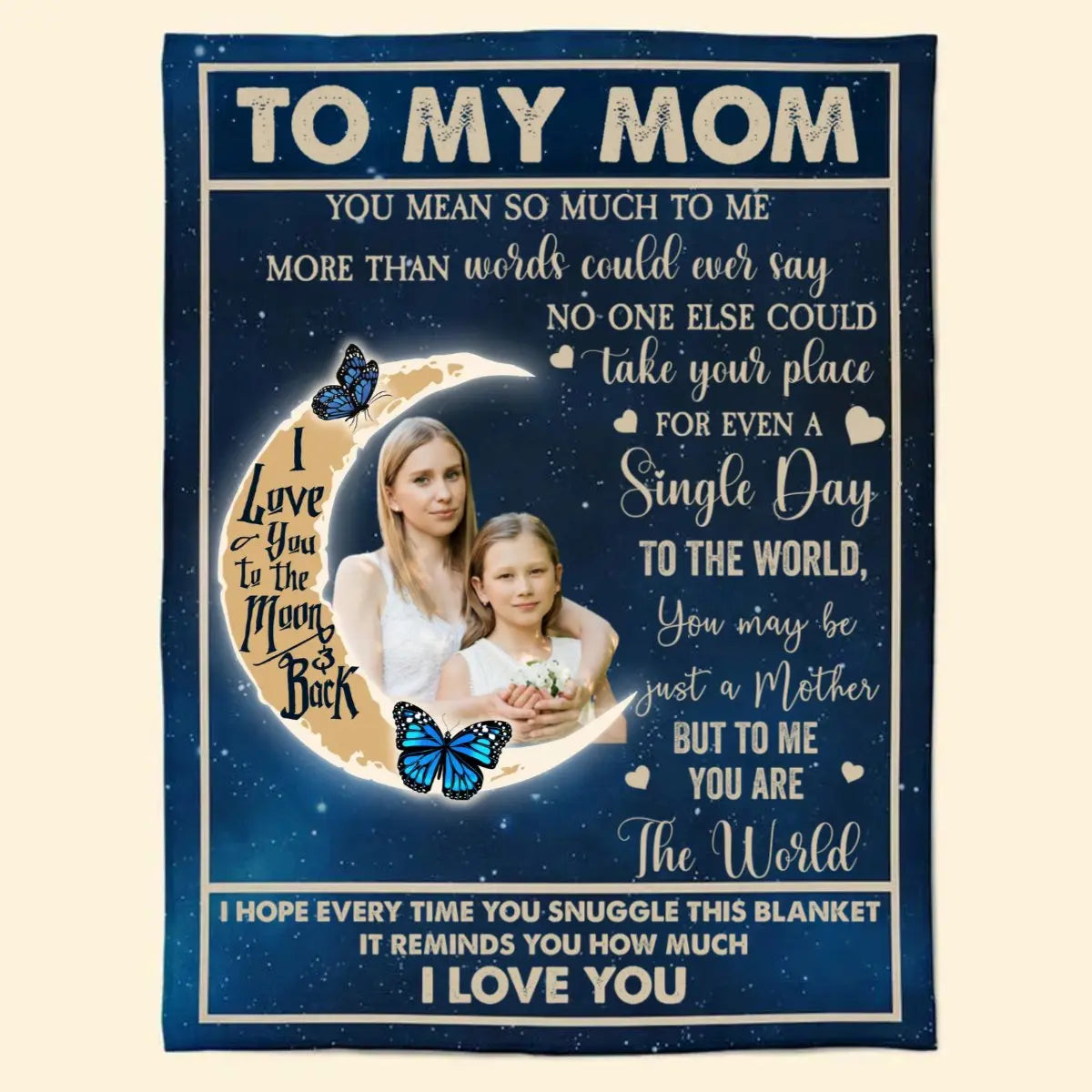 Family - To My Mom You Are The World - Personalized Photo Blanket (TL) Blanket The Next Custom Gift