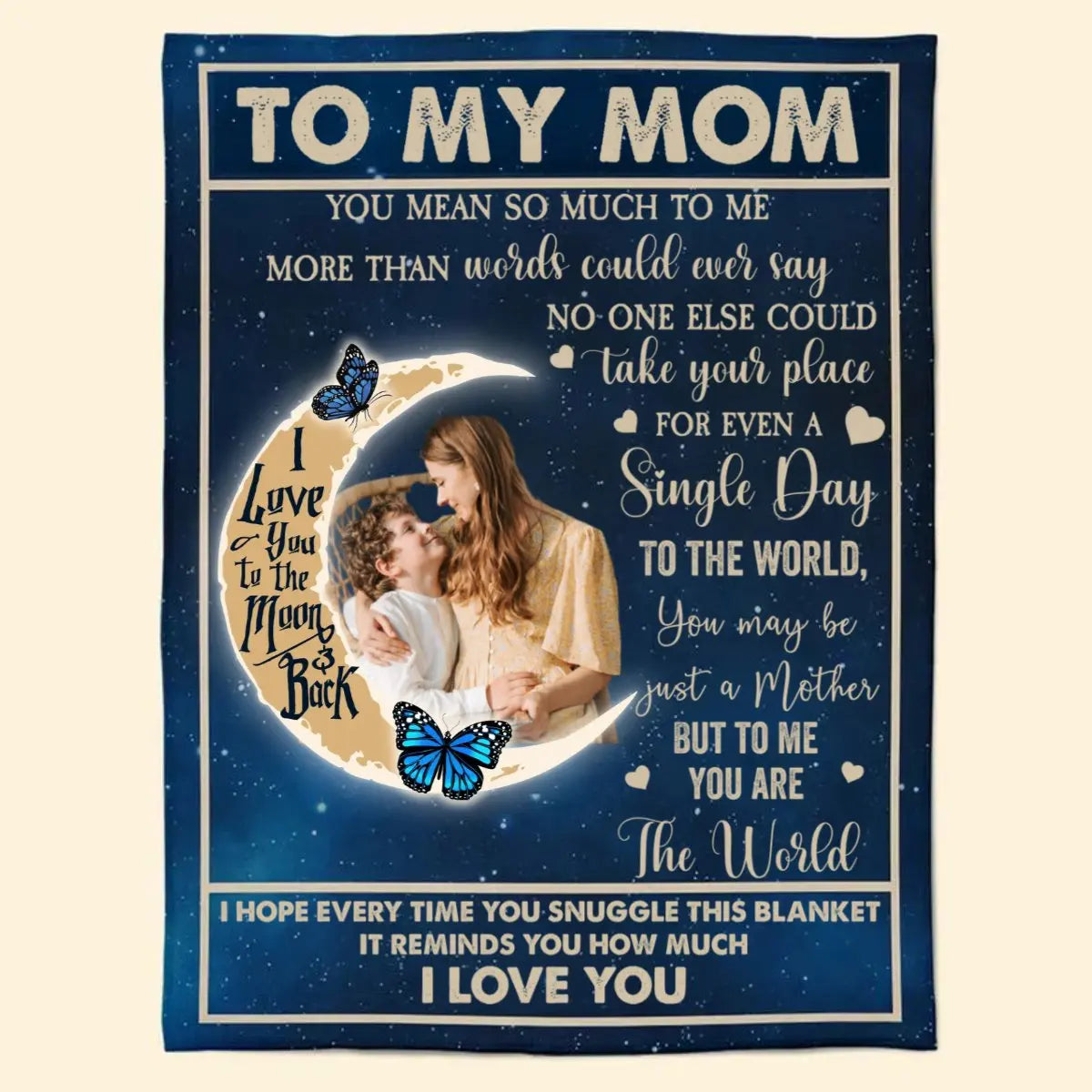 Family - To My Mom You Are The World - Personalized Photo Blanket (TL) Blanket The Next Custom Gift