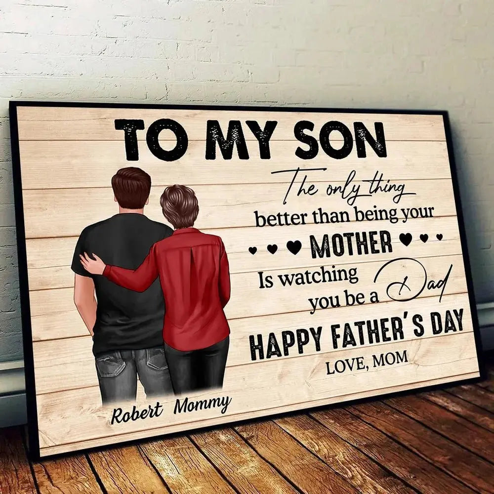 Family - To My Son Happy Father's Day - Personalized Poster Poster The Next Custom Gift