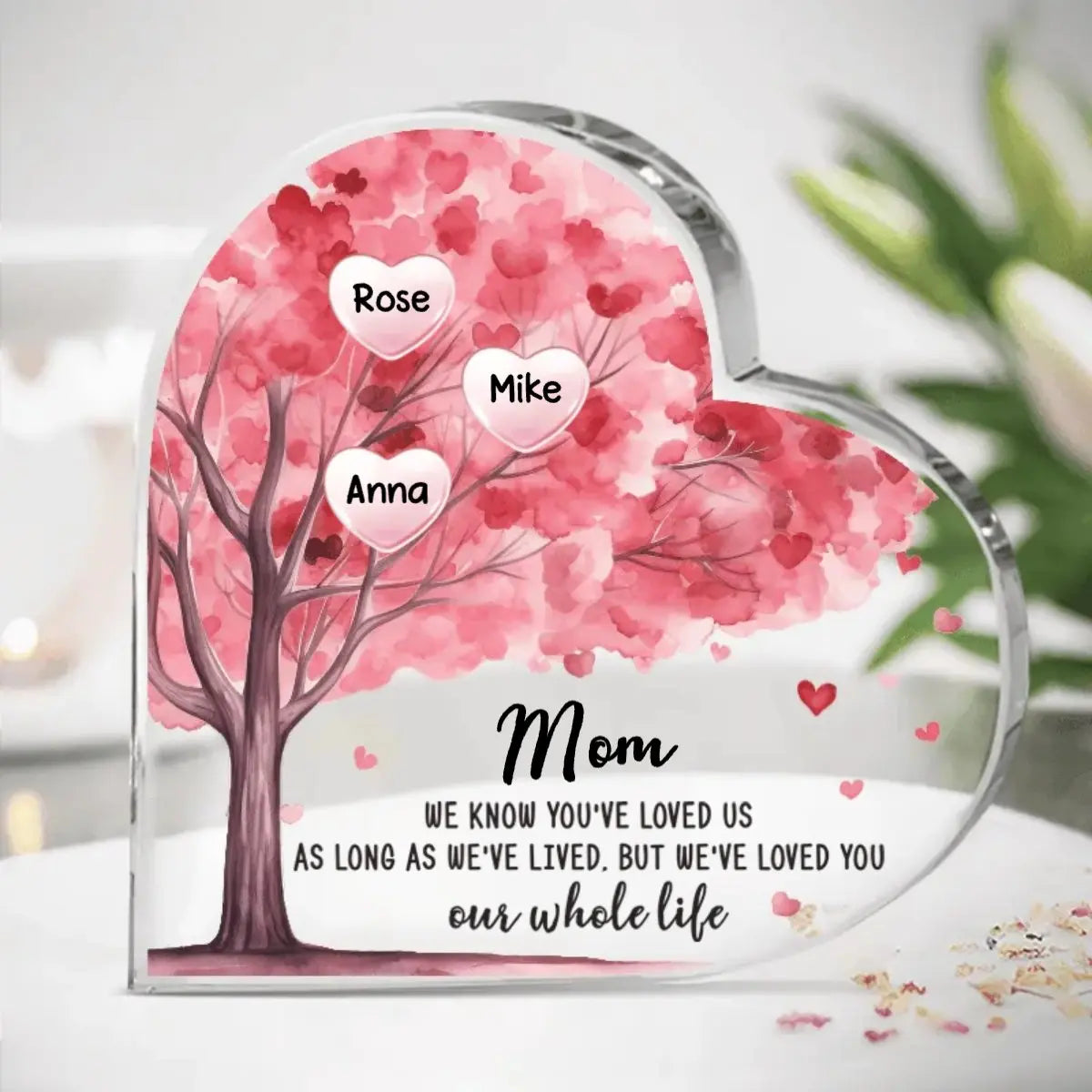 Family - To The World You Are A Mother But To Your Family You Are The World We Love You - Personalized Heart Acrylic Plaque (HL) Acrylic Plaque The Next Custom Gift