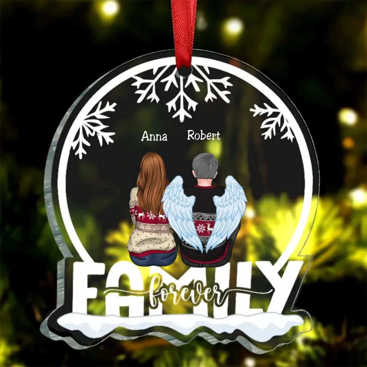 Family - We Are Family Forever - Personalized Christmas Transparent Ornament