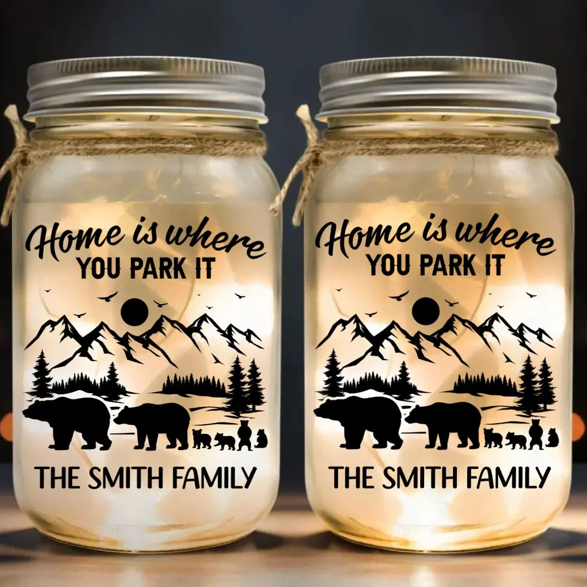 Family - Welcome To Our Cabin- Personalized Mason Jar Light  The Next Custom Gift